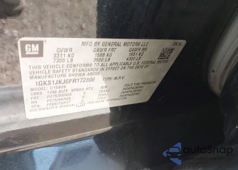 2015 GMC Yukon Xl 1500 Denali from USA, damaged, VIN 1GKS1JKJ6FR172396